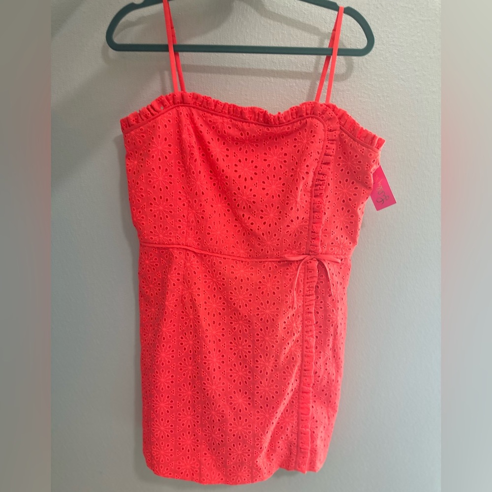 Lilly Pulitzer Jessie Ruffle Romper in Spicy Coral!